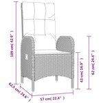 vidaXL Ensemble à manger de jardin et coussins 7 Pièces gris rotin