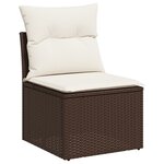 Ensemble de canapé de jardin 7 pièces avec coussins marron en poly rotin