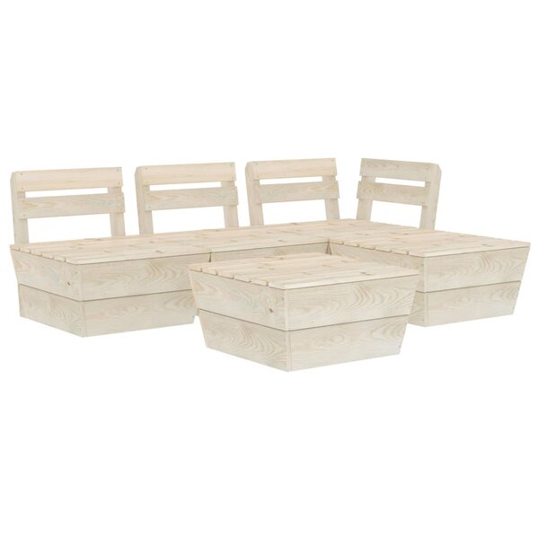 vidaXL Salon de jardin palette 5 Pièces Bois d'épicéa imprégné