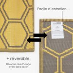 Tapis extérieur terrasse réversible - Tapis de jardin imperméable résistant UV - Nid d'abeille - Jaune - 180x120 cm - HOMESCAPES