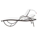 vidaXL Chaise longue avec coussin et table Résine tressée Marron