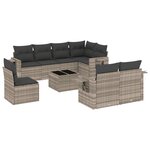 vidaXL Salon de jardin 9 Pièces avec coussins gris clair résine tressée