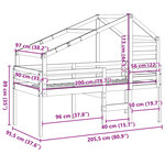 vidaXL Lit superposé et échelle et toit blanc 90x200cm bois pin massif