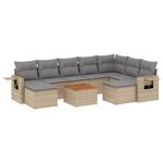 vidaXL Salon de jardin et coussins 10 Pièces mélange beige résine tressée