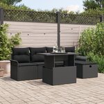 Ensemble de sofa de jardin vidaXL 6 pièces avec coussins Noir Poly Rattan