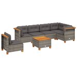 vidaXL Salon de jardin avec coussins 7 Pièces gris résine tressée