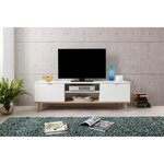 Meuble TV scandinave GÖTEBORG - Blanc - 2 Portes - 160 x 40 x 50 cm