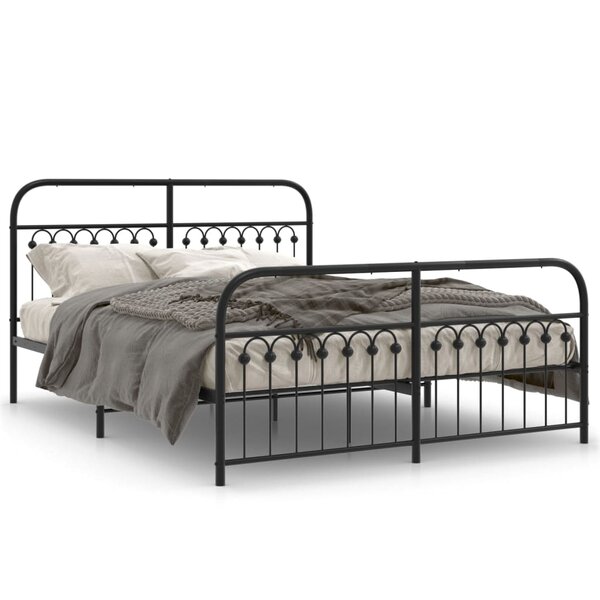 vidaXL Cadre de lit métal sans matelas avec pied de lit noir 150x200cm