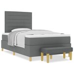 vidaXL Lit Box Spring avec Matelas & Banc Gris Foncé 120x200 cm Tissu