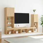vidaXL Unités murales TV avec LED 4 Pièces chêne sonoma bois d'ingénierie