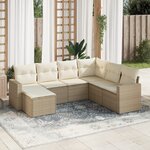 vidaXL Salon de jardin avec coussins 7 Pièces beige résine tressée