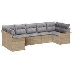 vidaXL Canapés de Jardin 7 Pièces avec Coussins Beige Poly Rotin