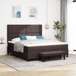 vidaXL Lit à ressorts avec matelas et banc marron foncé 180x200 cm en tissu