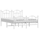 vidaXL Cadre de lit métal sans matelas et pied de lit blanc 140x190 cm