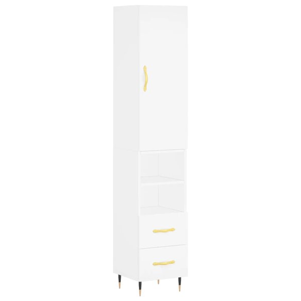vidaXL Buffet haut Blanc 34 5x34x180 cm Bois d'ingénierie