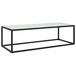 vidaXL Table basse Noir avec verre marbre blanc 120x50x35 cm