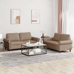 vidaXL Ensemble de canapés 2 Pièces avec coussins Cappuccino Similicuir
