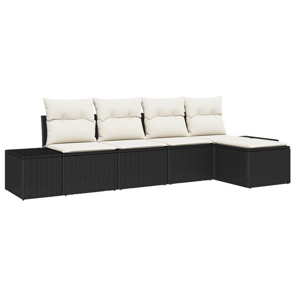 vidaXL Ensemble de canapé de jardin 5 pièces avec coussins noir en poly rattan