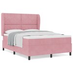 Lit Box Spring vidaXL avec Matelas Rose 160x200 cm Velours