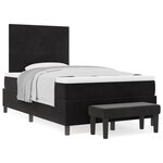 vidaXL Lit à Ressorts avec Matelas & Banc Noir 120x190 cm Velours
