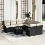vidaXL Ensemble de Canapé de Jardin de 9 Pièces avec Coussins - Osier Poly Noir