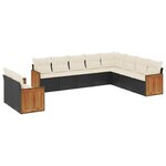 vidaXL Salon de jardin 10 Pièces avec coussins noir résine tressée