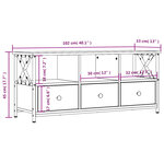 vidaXL Meuble TV noir 102x33x45 cm bois d'ingénierie et fer