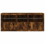 vidaXL Buffet avec lumières LED chêne fumé 162x37x67 cm