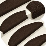 vidaXL Tapis d'escalier autocollants 15Pièces Marron 65x21x4cm Aiguilleté