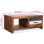 vidaXL Table basse Bois d'acacia massif 90x50x37 5 cm