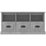 vidaXL Meuble TV gris béton 100x35x50 cm bois d'ingénierie