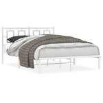 vidaXL Cadre de lit métal avec tête de lit blanc 135x190 cm