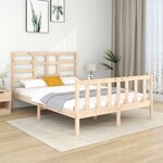 vidaXL Cadre de lit bois massif 135x190 cm double