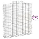 vidaXL Paniers à gabions arqués 20 Pièces 200x50x220/240 cm Fer galvanisé
