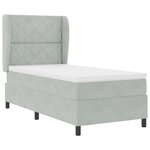 Lit Box Spring vidaXL avec matelas Gris clair 90x200 cm Velours