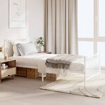 vidaXL Cadre de lit métal avec tête de lit/pied de lit blanc 90x200 cm