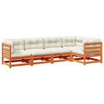 vidaXL Salon de jardin 5 Pièces avec coussins cire marron bois pin massif
