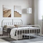 vidaXL Cadre de lit métal sans matelas et pied de lit blanc 135x190 cm