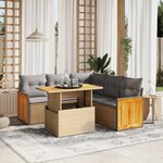 vidaXL Salon de jardin avec coussins 6 Pièces beige résine tressée