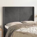 vidaXL Tête de lit avec oreilles Gris foncé 147x16x118/128 cm Velours