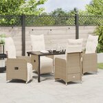 vidaXL Set de jardin 5 pièces avec coussins Beige Poly Rotin