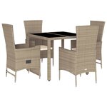 vidaXL Ensemble à manger de jardin avec coussins 5Pièces Beige poly rotin
