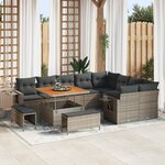 Ensemble de Canapé de Jardin de 12 Pièces avec Coussins Gris Rattan Poly Acacia