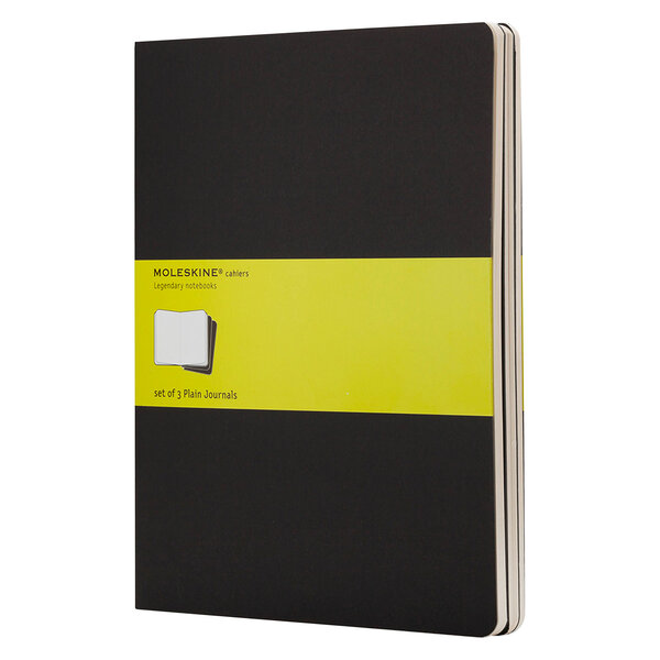 Set de 3 cahiers moleskine noir 19 x 25 cm ivoire sans quadrillage 120 pages