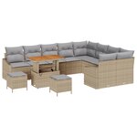 Ensemble de Canapé de Jardin vidaXL 12 pièces avec Coussins Beige Rotin