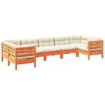 vidaXL Salon de jardin 7 Pièces avec coussins cire marron bois pin massif