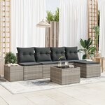 vidaXL Ensemble de Canapés de Jardin 6 Pièces avec Coussins Gris Rotin Synthétique