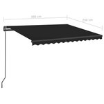 vidaXL Auvent automatique capteur de vent et LED 3x2 5 m Anthracite