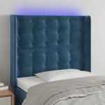 vidaXL Tête de lit à LED Bleu foncé 103x16x118/128 cm Velours