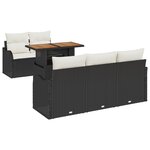 Ensemble de canapé de jardin vidaXL 6 pièces avec coussins Noir Rotin poly